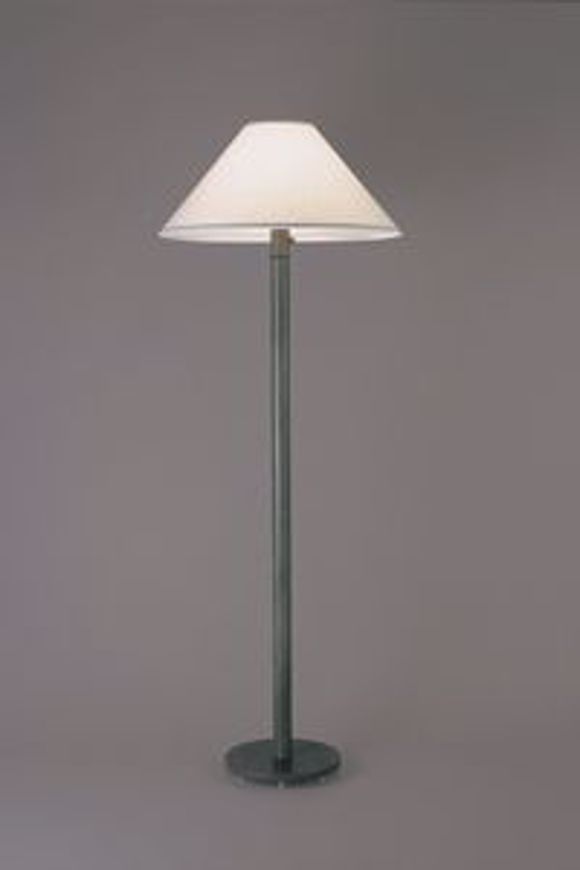 Picture of VERDI GREEN HEAVY STEM FLOOR LAMP AND LINEN SHADE