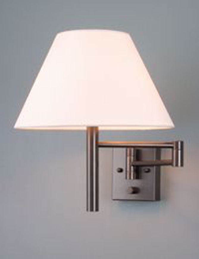 Picture of RUSTIC BRONZE SWING ARM WALL LAMP WITH SILK LINEN SHADE