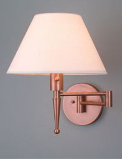 Picture of RUSTIC COPPER SWING ARM WALL LAMP WITH SILK LINEN SHADE