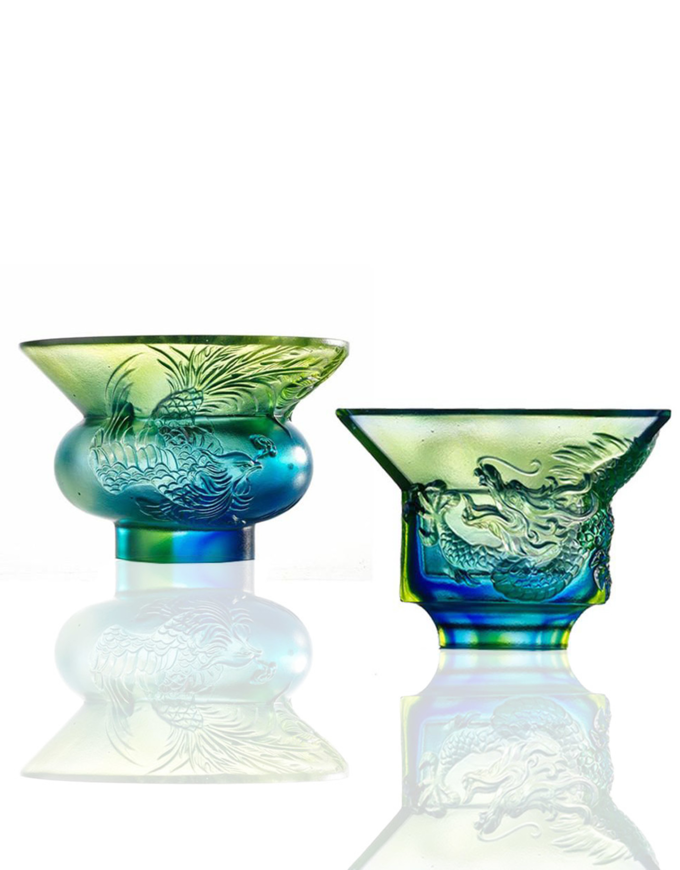 Picture of LIULI CRYSTAL ART CRYSTAL SAKE GLASS (LIMITED EDITION), SET OF 2, BLUE/GREEN