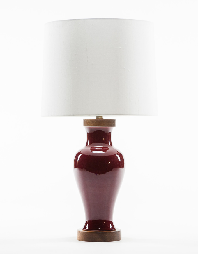 Picture of LAWRENCE & SCOTT GABRIELLE BALUSTER PORCELAIN LAMP IN PINOT RED