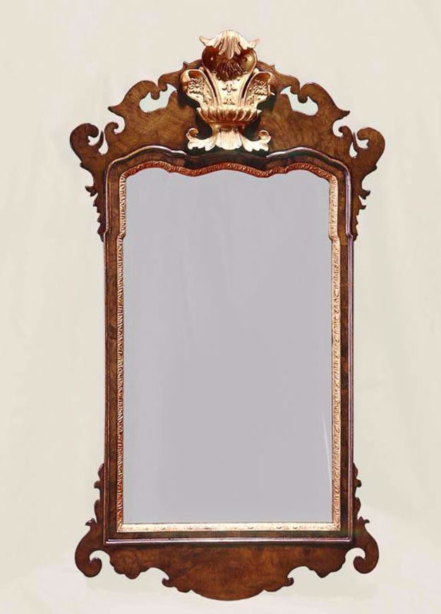 Picture of GEORGE II STYLE BURL WALNUT AND GILTWOOD MIRROR